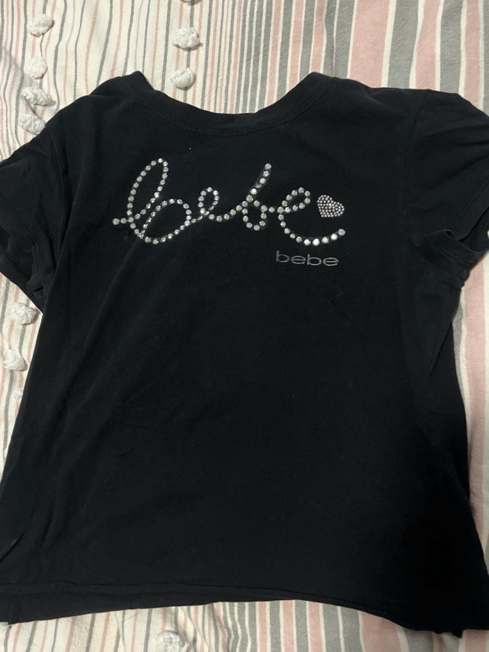 bebe Black Short-Sleeve Tee with Rhinestone Logo
